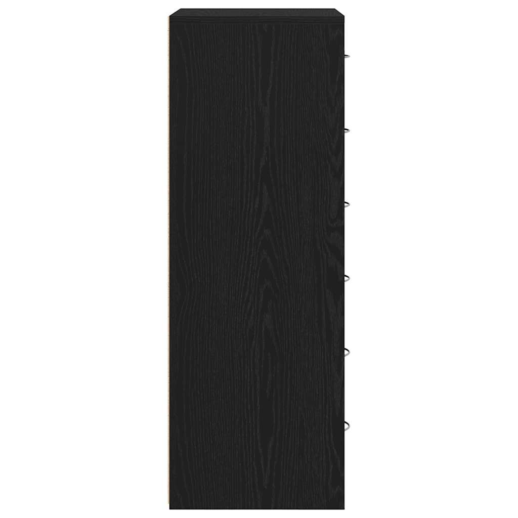 Byrå Svart Ek 6 lådor 50x34x96 cm