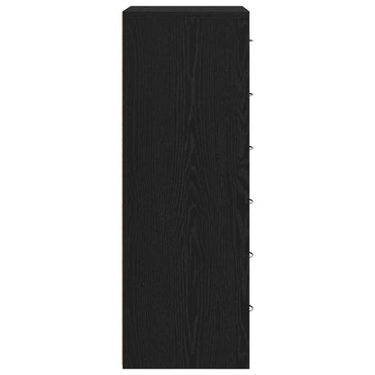 Byrå Svart Ek 6 lådor 50x34x96 cm