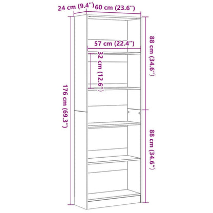 Bokhylla Svart ek 60 x 24 x 176 cm Konstruerat trä