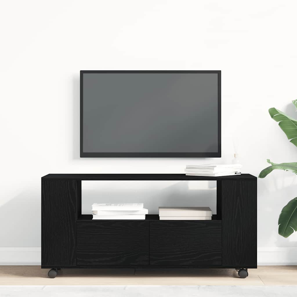 TV-Möbel Svart Ek TV-Bänk med hjul 102x34,5x43 cm