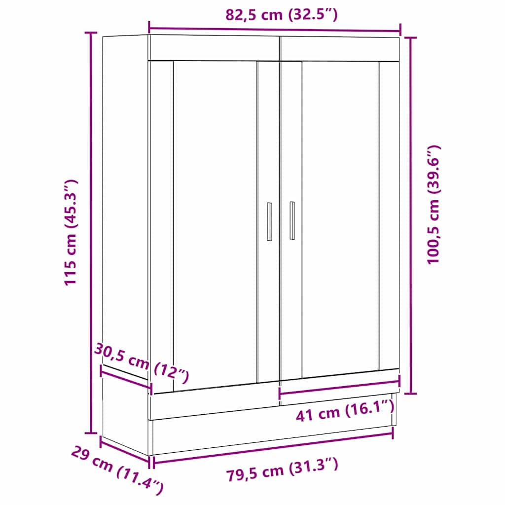 Bokhylla Svart Ek 82.5 x 30.5 x 115 cm