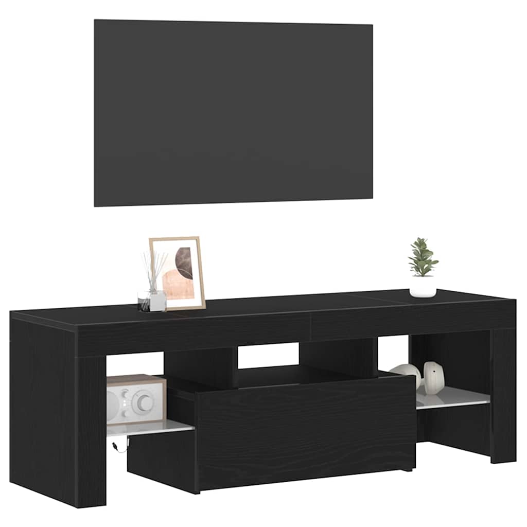 TV-Möbel Svart Ek TV-skåp med låda 120 x 35 x 40 cm