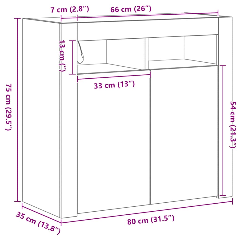 Skänk Svart 80 x 35 x 75 cm
