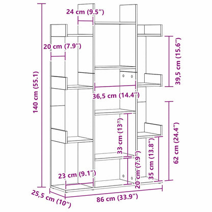 Bokhylla Svart Ek 86 x 25,5 x 140 cm