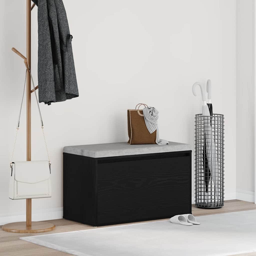 Hallbänk med låda Svart Ek 80 x 40 x 45 cm
