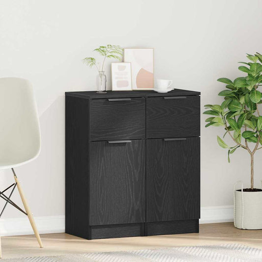 Sideboard 2 pcs Svart Ek 30 x 30 x 70 cm Konstruerat trä