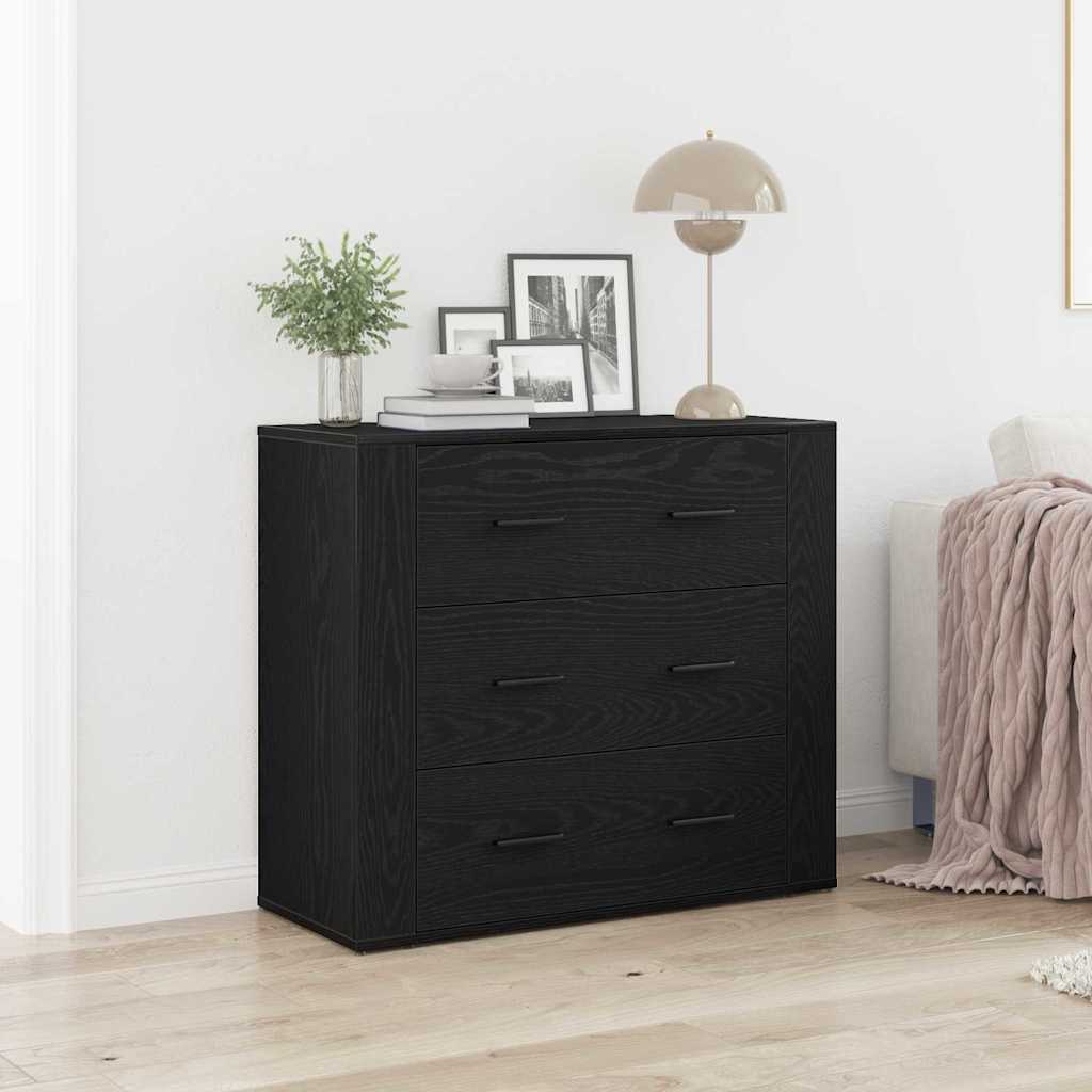 Skänk Svart Ek med låda 80 x 33 x 70 cm