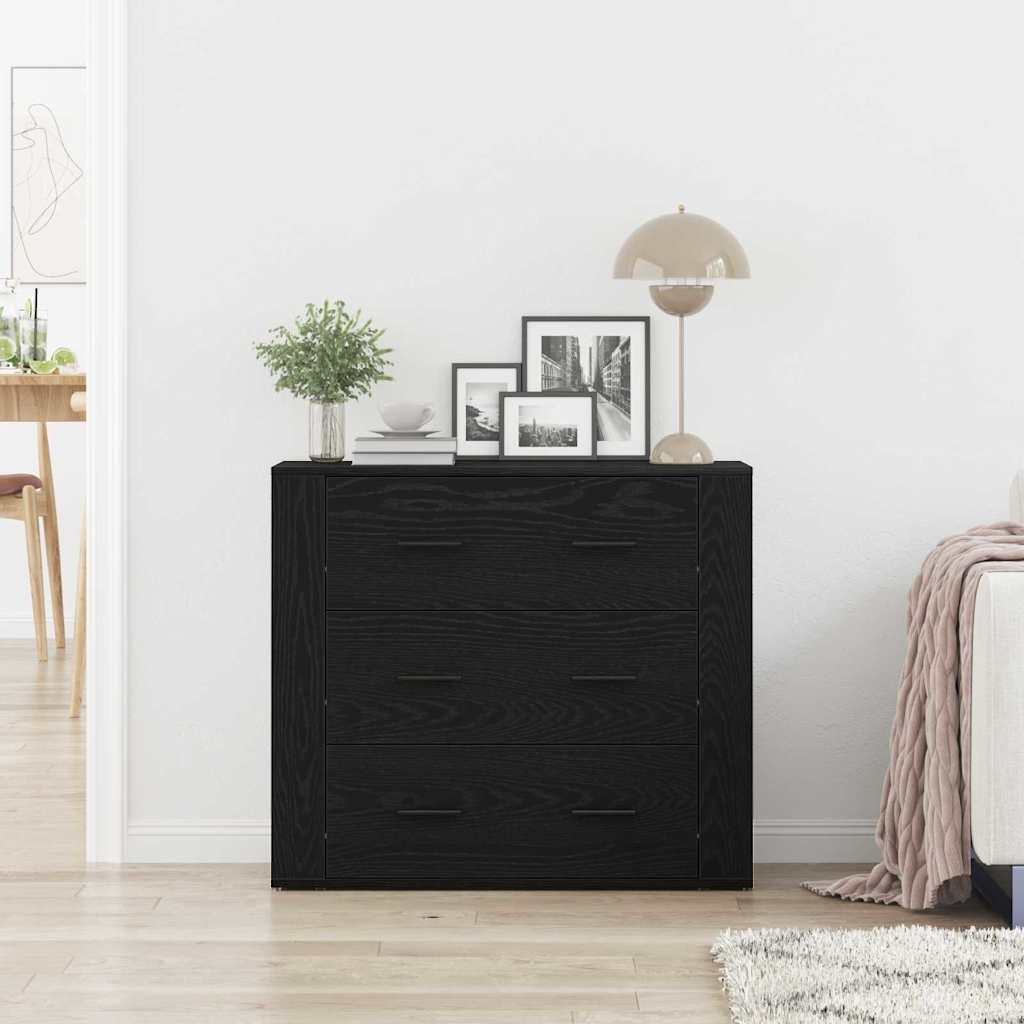 Skänk Svart Ek med låda 80 x 33 x 70 cm
