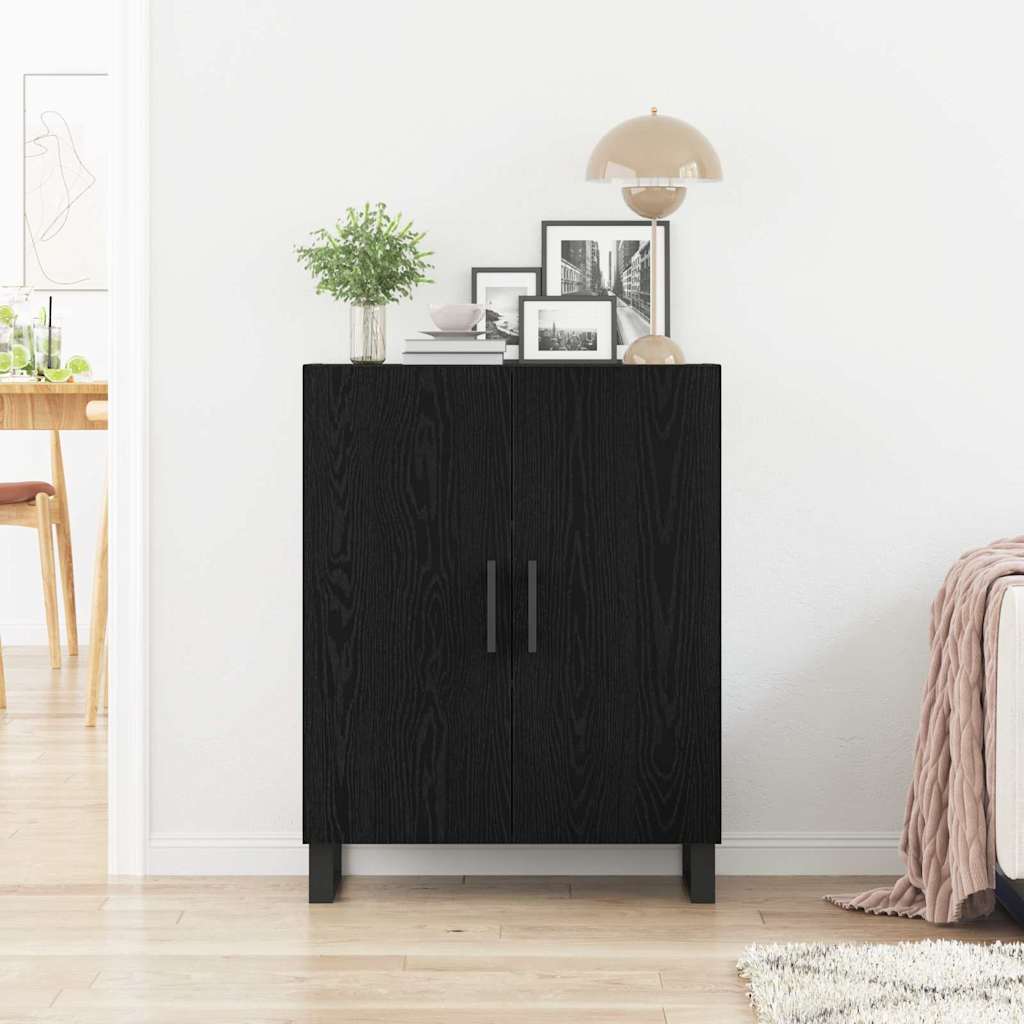 Sideboard Svart Ek 69,5 x 34 x 90 cm Konstruerat trä