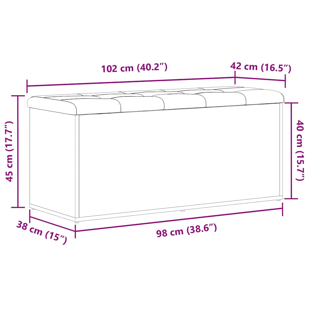 Förvaringsbänk Svart Ek 102 x 42 x 45 cm