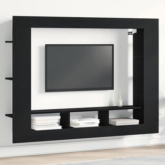 TV-Möbel Svart Ek TV-skåp Väggmonterad 152 x 22 x 113 cm