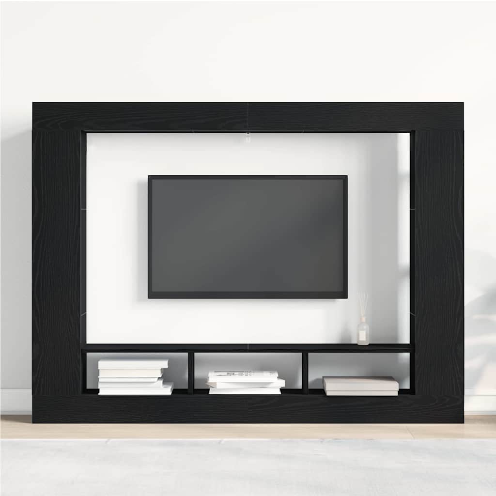 TV-Möbel Svart Ek TV-skåp Väggmonterad 152 x 22 x 113 cm