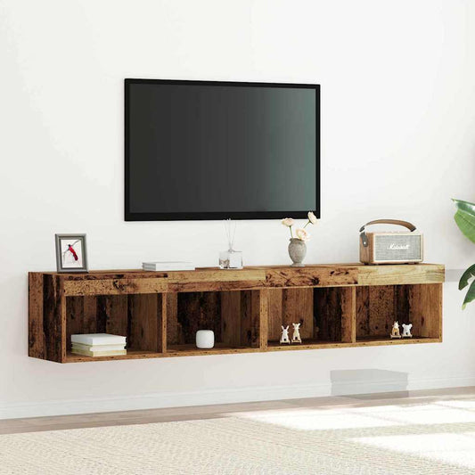 TV-bänkset 2 pcs Gammalt trä 80 x 30 x 30 cm Konstruerat trä