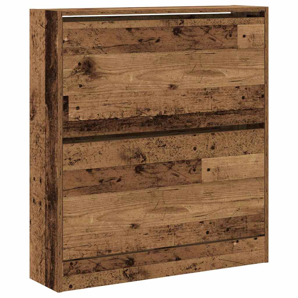Skoställ Åldrat Trä Skoskåp med hylla 80 x 21 x 87,5 cm