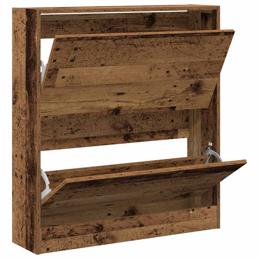 Skoställ Åldrat Trä Skoskåp med hylla 80 x 21 x 87,5 cm