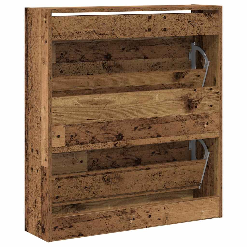 Skoställ Åldrat Trä Skoskåp med hylla 80 x 21 x 87,5 cm