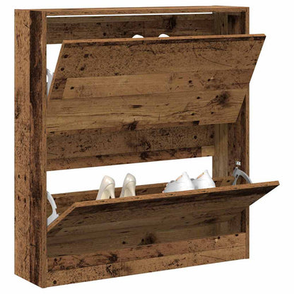 Skoställ Åldrat Trä Skoskåp med hylla 80 x 21 x 87,5 cm