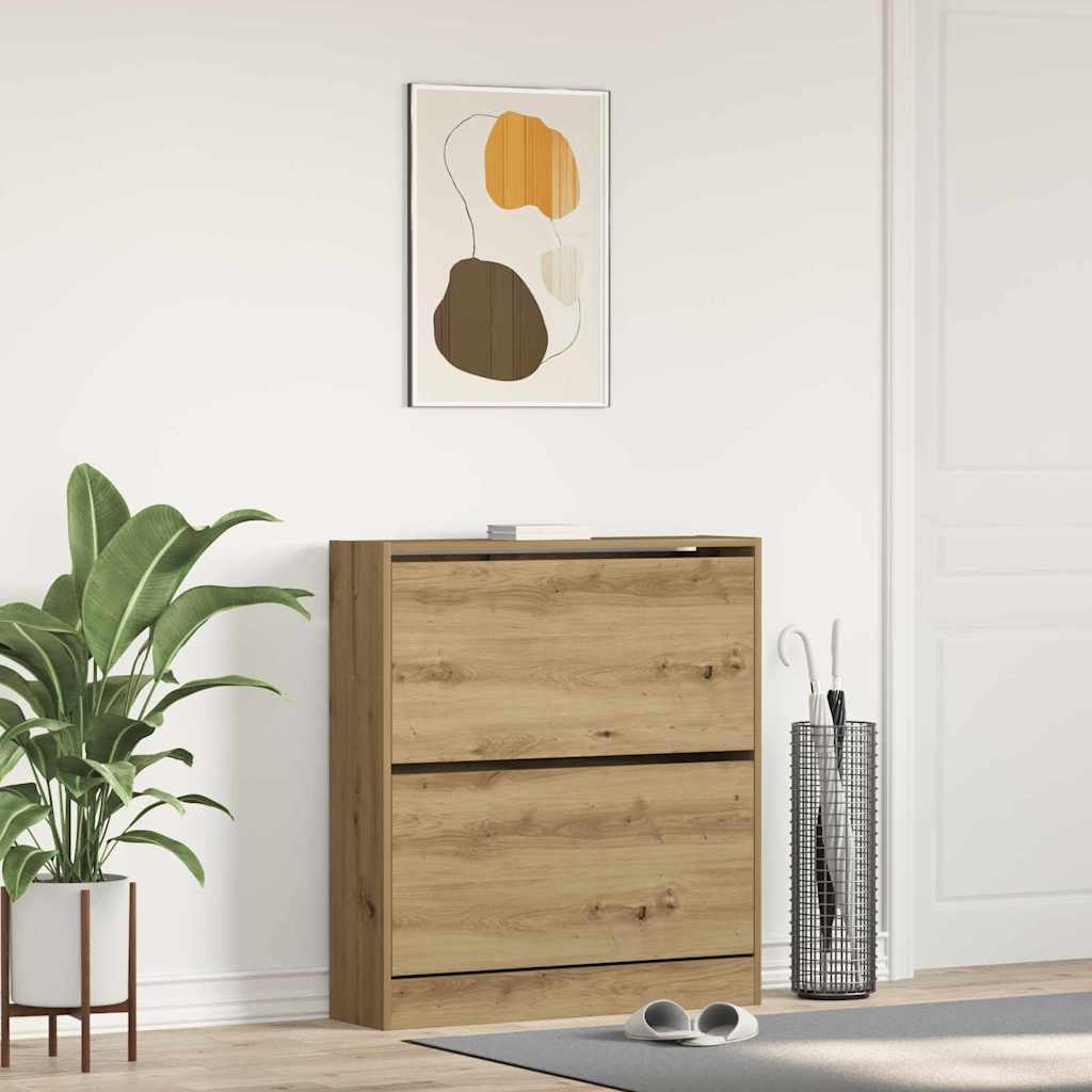 Skoställ Rökfärgad Ek Skoskåp med hylla 80 x 21 x 87,5 cm