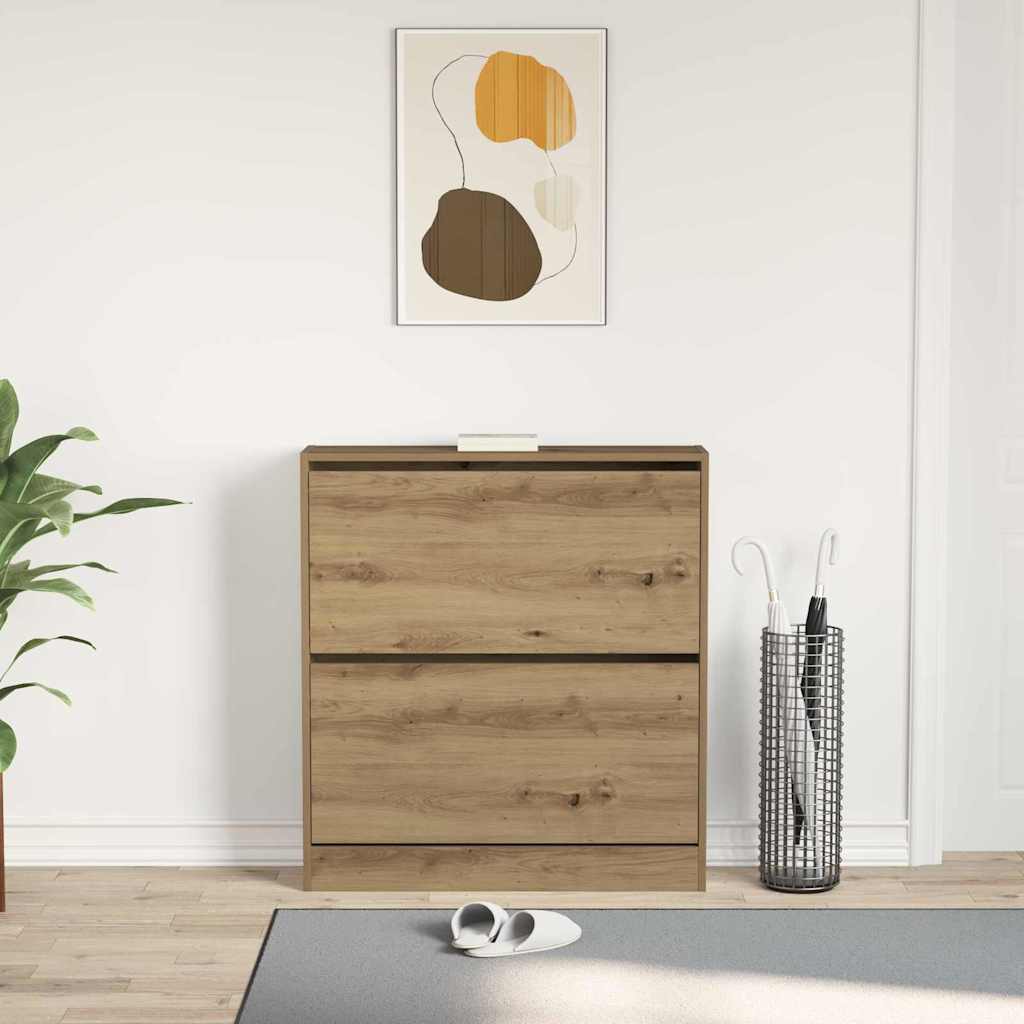 Skoställ Rökfärgad Ek Skoskåp med hylla 80 x 21 x 87,5 cm
