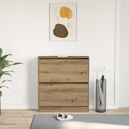 Skoställ Rökfärgad Ek Skoskåp med hylla 80 x 21 x 87,5 cm