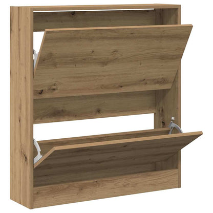 Skoställ Rökfärgad Ek Skoskåp med hylla 80 x 21 x 87,5 cm