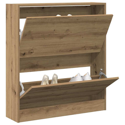Skoställ Rökfärgad Ek Skoskåp med hylla 80 x 21 x 87,5 cm