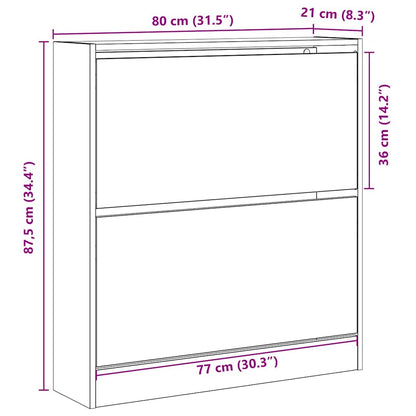 Skoställ Rökfärgad Ek Skoskåp med hylla 80 x 21 x 87,5 cm