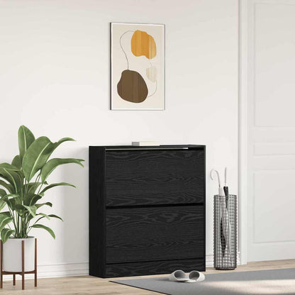 Skoställ Svart Ek Skoskåp 80 x 21 x 87.5 cm