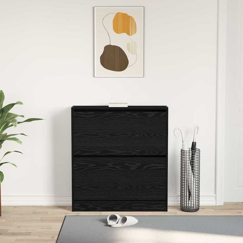 Skoställ Svart Ek Skoskåp 80 x 21 x 87.5 cm