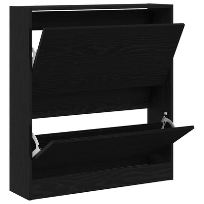 Skoställ Svart Ek Skoskåp 80 x 21 x 87.5 cm