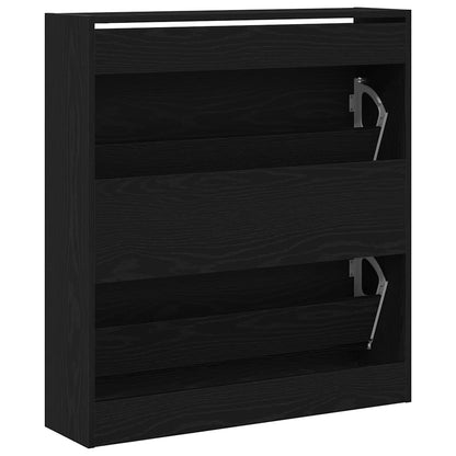 Skoställ Svart Ek Skoskåp 80 x 21 x 87.5 cm