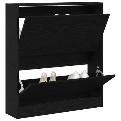 Skoställ Svart Ek Skoskåp 80 x 21 x 87.5 cm