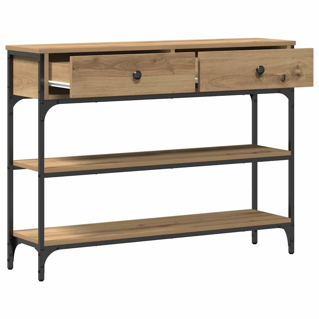 Avlastningsbord Konsollbord Artisan Ek med låda med hylla 100 x 25 x 75 cm