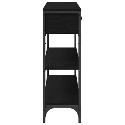 Avlastningsbord Konsollbord Svart Ek med låda med hylla 100 x 25 x 75 cm