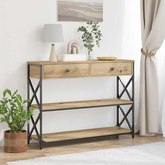 Avlastningsbord Konsollbord Artisan Ek med låda med hylla 100 x 28 x 75 cm
