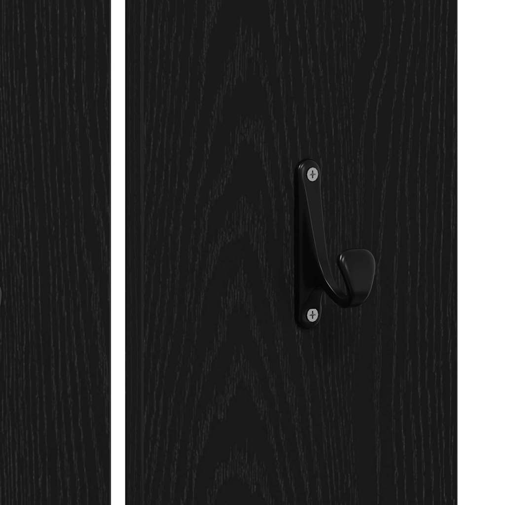 Hallmöbelset 5 pcs Svart Ek och Silver Konstruerat trä