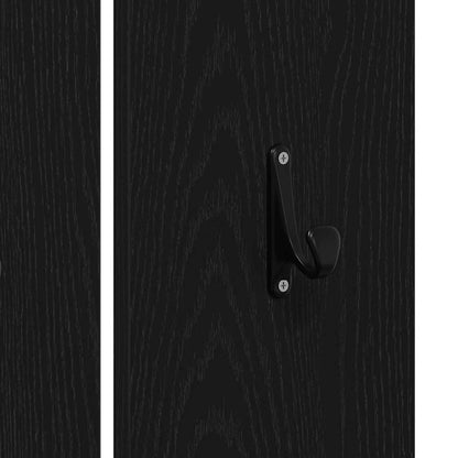 Hallmöbelset 5 pcs Svart Ek och Silver Konstruerat trä