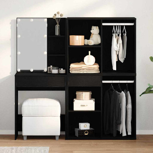 Sminkbord Set Svart Ek 140 x 40 x 140 cm Konstruerat trä