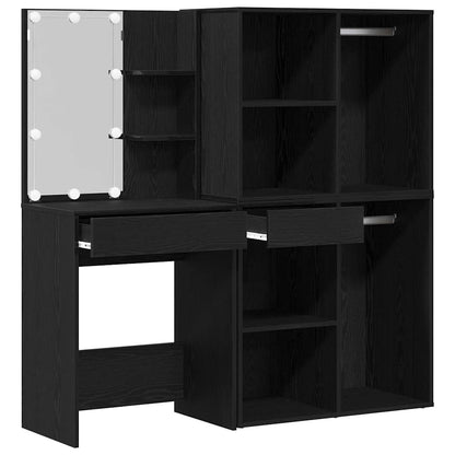 Sminkbord Set Svart Ek 140 x 40 x 140 cm Konstruerat trä