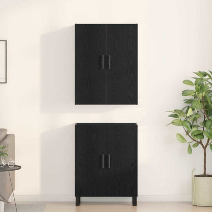 Skåp 2 pcs Svart ek 69,5 x 34 x 180 cm Konstruerat trä och glas