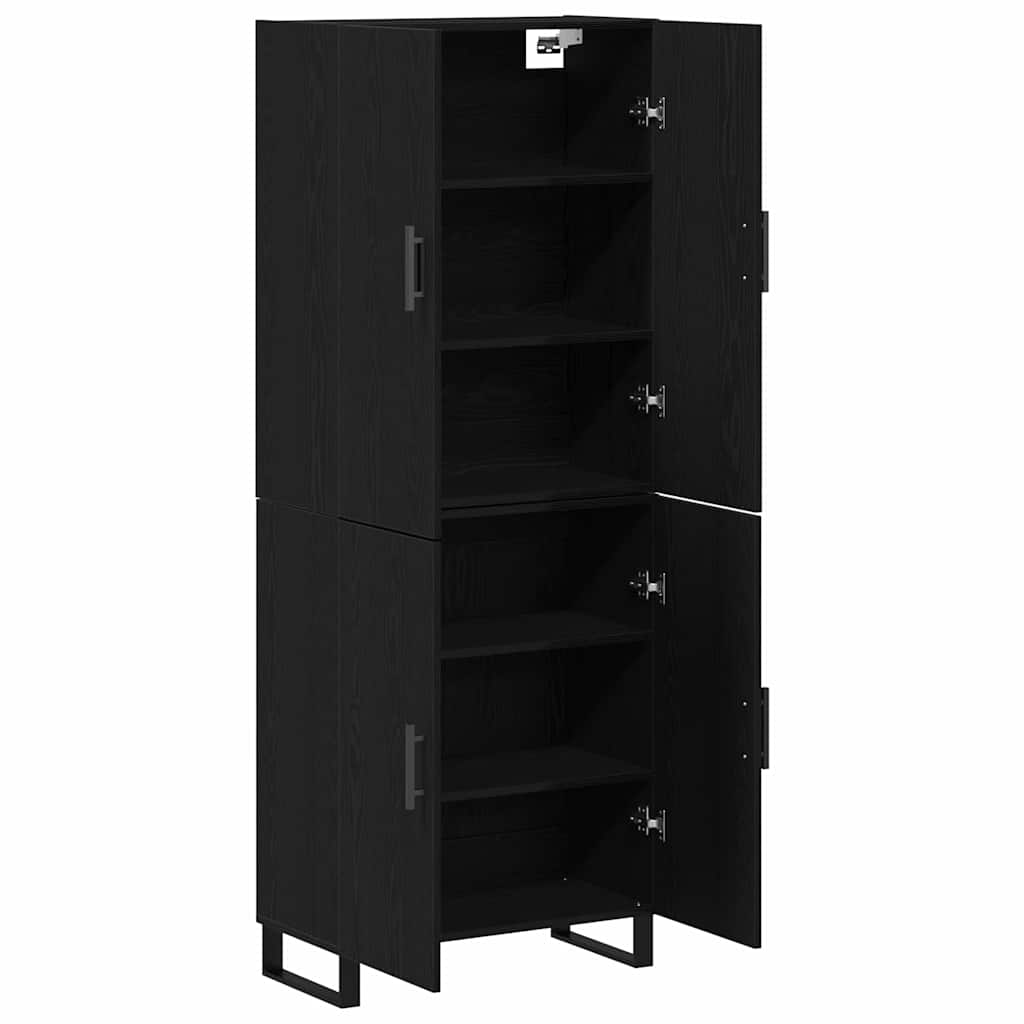 Skåp 2 pcs Svart ek 69,5 x 34 x 180 cm Konstruerat trä och glas