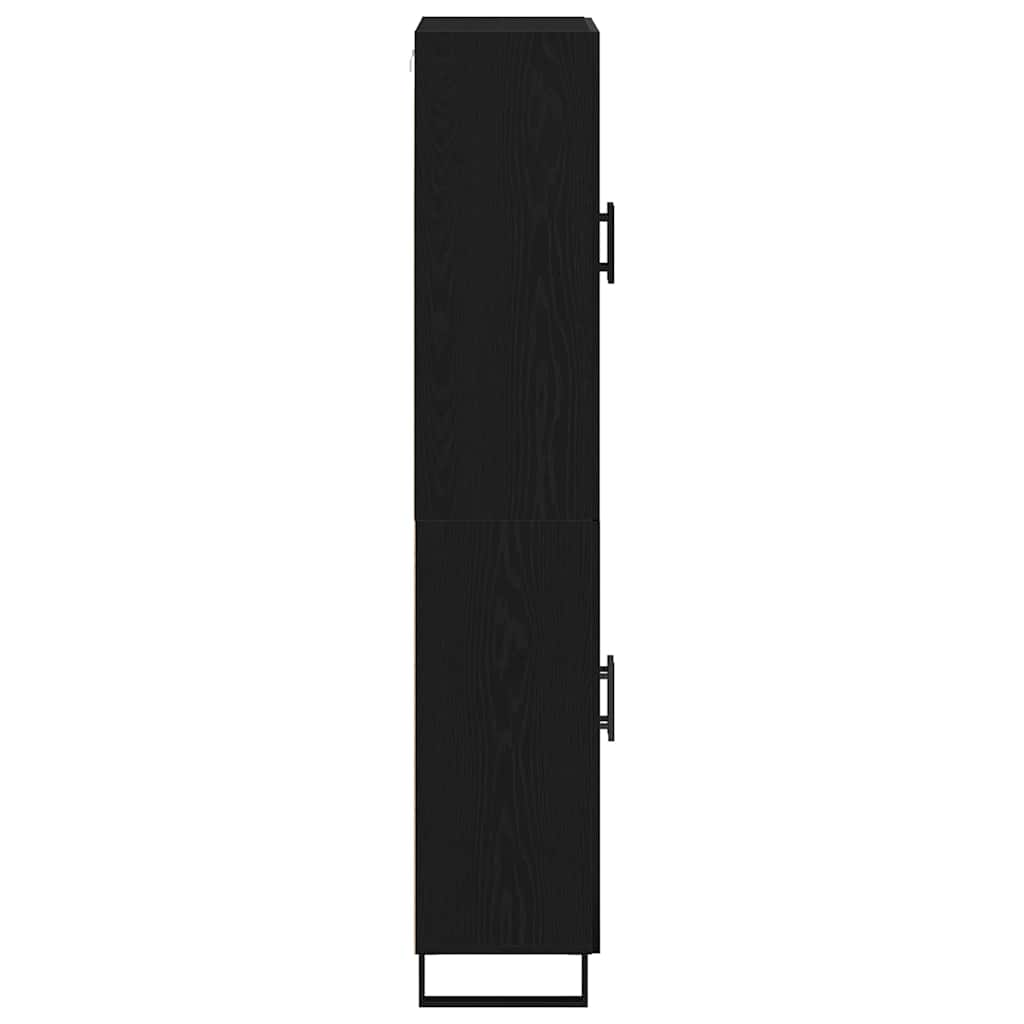 Skåp 2 pcs Svart ek 69,5 x 34 x 180 cm Konstruerat trä och glas