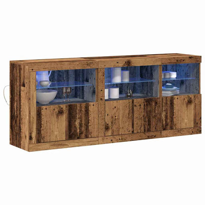 LED-sido bord Gammalt trä 162 x 37 x 67 cm Konstruerat trä