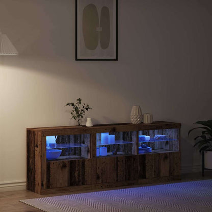 LED-sido bord Gammalt trä 181 x 37 x 67 cm Konstruerat trä