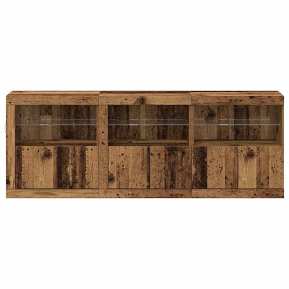 LED-sido bord Gammalt trä 181 x 37 x 67 cm Konstruerat trä