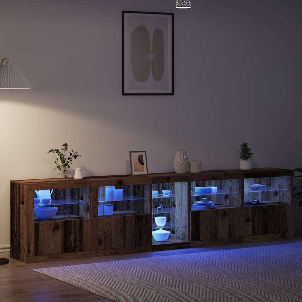 LED-sido bord Gammalt trä 283 x 37 x 67 cm Konstruerat trä