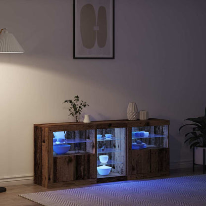 LED-sido bord Gammalt trä 162 x 37 x 67 cm Konstruerat trä
