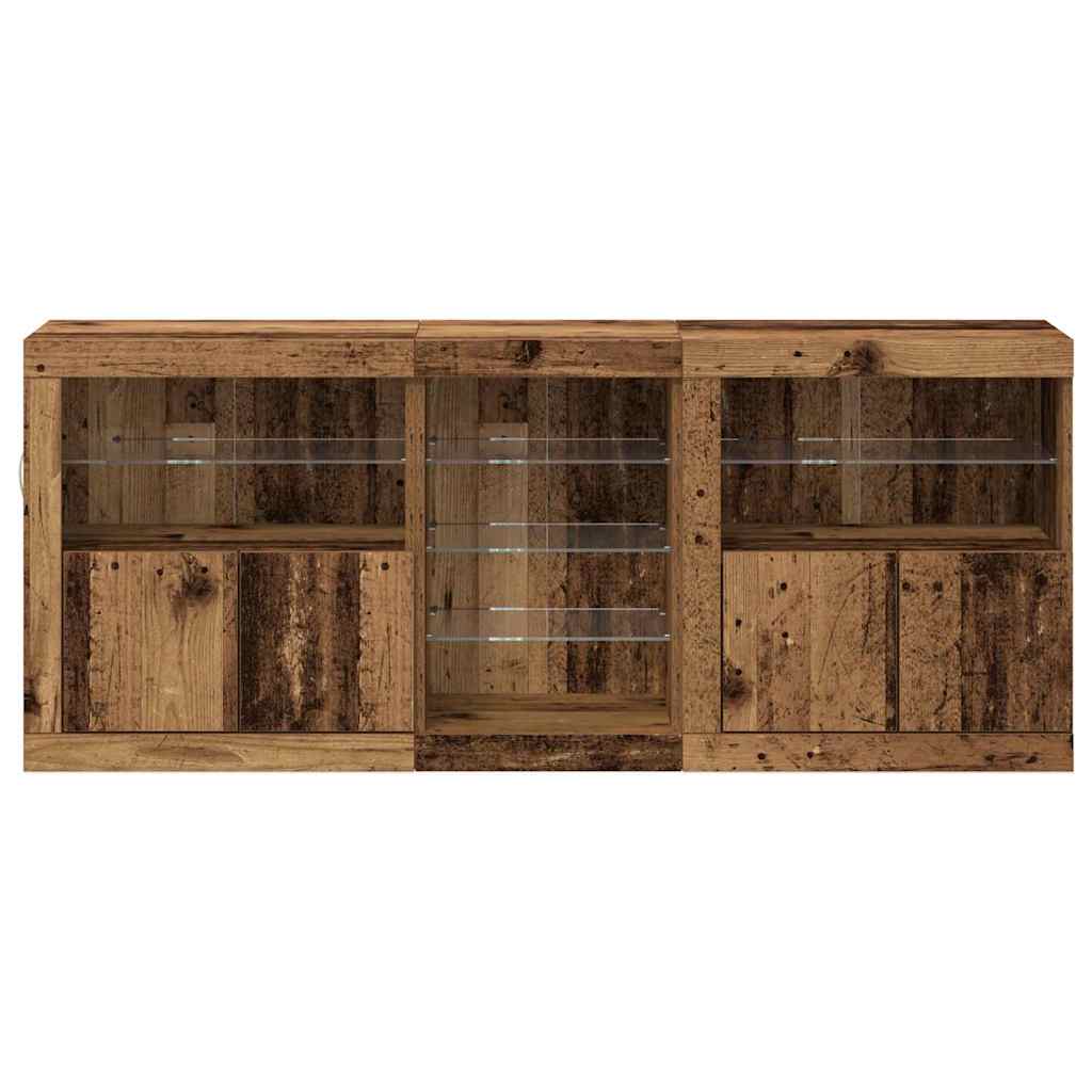 LED-sido bord Gammalt trä 162 x 37 x 67 cm Konstruerat trä