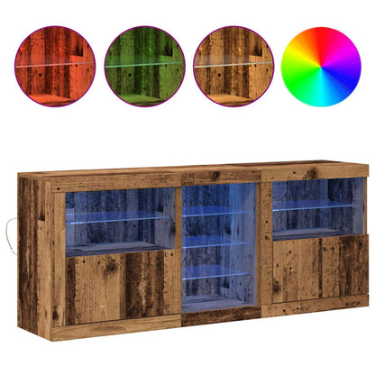 LED-sido bord Gammalt trä 162 x 37 x 67 cm Konstruerat trä