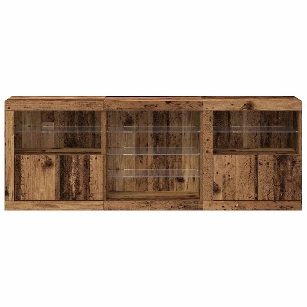 LED-sido bord Gammalt trä 181,5 x 37 x 67 cm Konstruerat trä